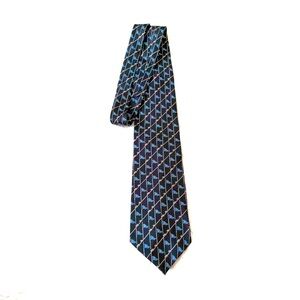 Oscar dela Renta Lacrosse Pattern Silk Tie
